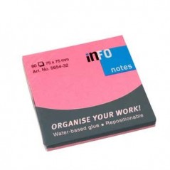 12un Bloco Adesivo Rosa Forte 75x75mm 80Folhas / Escritorio