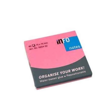 12un Bloco Adesivo Rosa Forte 75x75mm 80Folhas / Escritorio