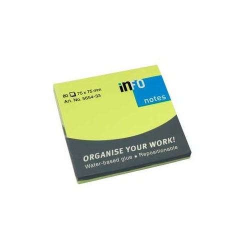 12un Bloco Adesivo Verde Forte 75x75mm 80Folhas / Escritorio