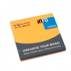 12un Bloco Adesivo Laranja Forte 75x75mm 80Folhas / Escritor