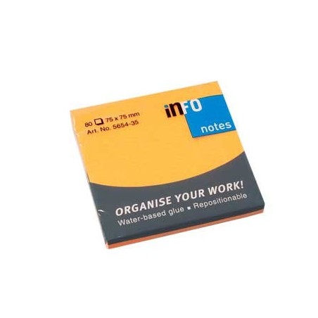 12un Bloco Adesivo Laranja Forte 75x75mm 80Folhas / Escritor