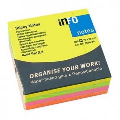 Bloco (Cubo) Adesivo Neon 75x75mm 320Folhas / Escritorio e P