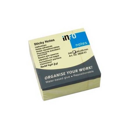 Bloco (Cubo) Adesivo Amarelo 50x50mm 240 Folhas / Escritorio