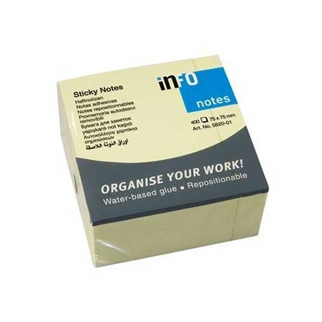 Bloco (Cubo) Adesivo Amarelo 75x75mm 400 Folhas / Escritorio