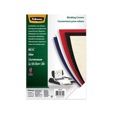Capas Encadernar Delta Couro 250gr 100Folhas A4 Marfim / Esc