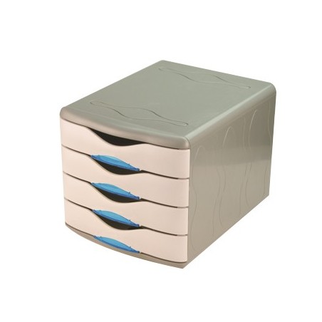 Movel Secretaria Corpo Cinza 4 Gavetas Fechadas Azul Eagle