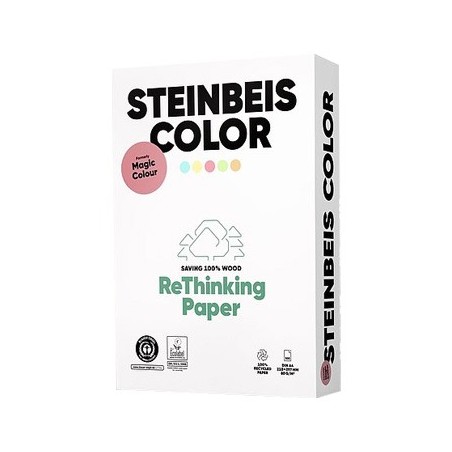Papel Fotocopia Steinbeis A4 80gr Reciclado Salmao 1x500Fls