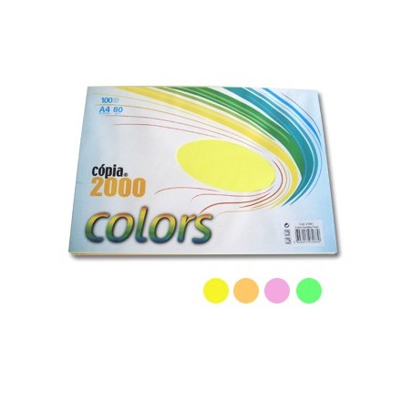 Papel Fotocopia A4 80gr Resma 100Fls c/4 Cores Fluorescentes