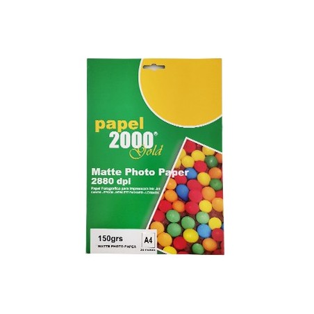 Papel InkJet 2000 A4 150gr Foto Matte - 20 Folhas / Papeis e