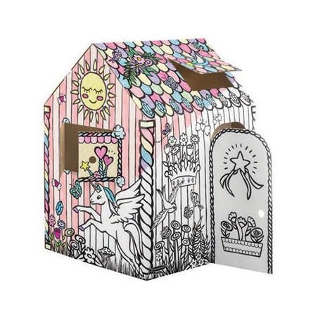 Casinha de Cartão para Pintar e Brincar Unicórnio