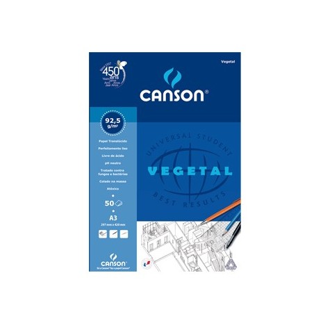 Papel Vegetal Canson A3 90gr 50 Folhas / Papeis e Transforma
