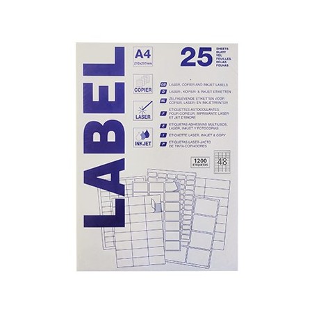 Etiquetas Laser/Copy/Inkjet 45,7x21,2mm 25fls A4 1200un / Pa