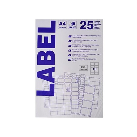 Etiqueta Adesiva Transp. Matte Inkjet 96x50,8mm 25fls 250un