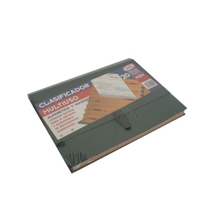 Pasta Classificador c/Fole 4055 20 Bolsas Letras e Numeros /