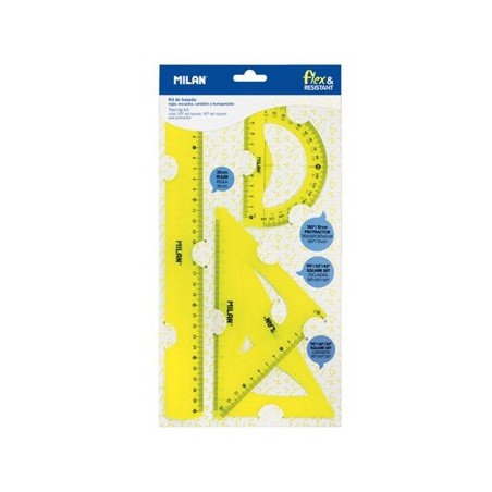 Conjunto Desenho Reguas Flexiveis Milan Amarelo