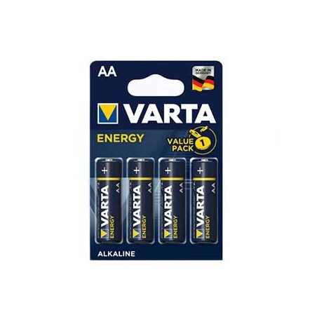 Pilhas Alcalinas Varta Energy LR6 AA 1.5V 2600mAh 4un / Cabo
