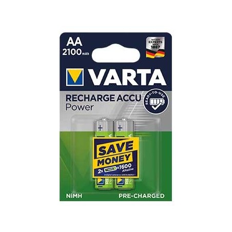 Pilhas Recarregaveis Varta 2100mAh AA HR6 1.2V Pack2 / Cabos