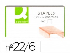 AGRAFES Q-CONNECT Nº 22/6 CAIXA DE 1000 UNIDADES COBREADOS