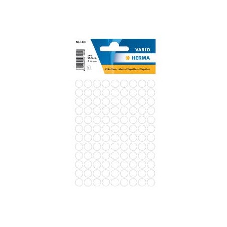Etiquetas Redondas 08mm Branco Herma1840  540un / Papeis e T