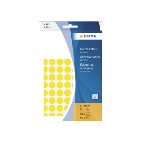 Etiquetas Redondas 13mm Amarelo Herma2231 2464un / Papeis e