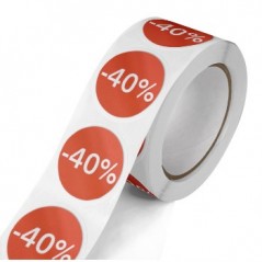 6un Etiquetas Promocionais Redondas -40% Rolo c/400 un Verme