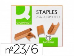 AGRAFES Q-CONNECT Nº 23/6 CAIXA DE 1000 UNIDADES COBREADOS