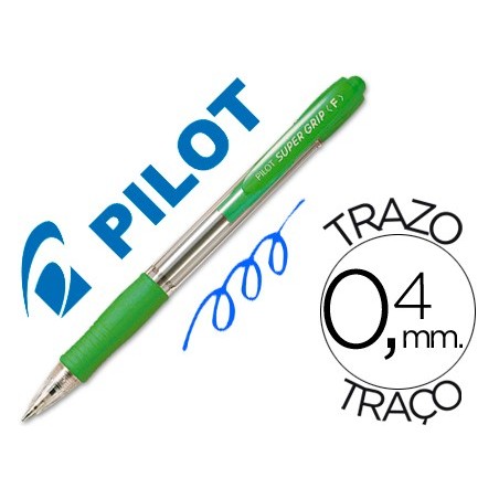 ESFEROGRAFICA PILOT SUPER GRIP VERDE CLARO -RETRATIL -COM GR