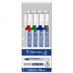 Marcador Quadros Brancos 4 Cores Ambar com Apagador 4un