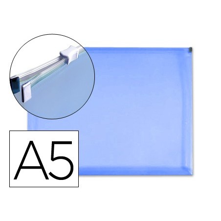 BOLSA DOSSIER LIDERPAPEL COM FECHO ECLAIR DIN A5 AZUL