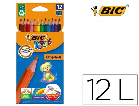LAPIS DE CORES BIC KID EVOLUTION ESTOJO DE 12 CORES SORTIDAS