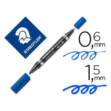 MARCADOR STAEDTLER LUMOCOR PERMANENTE DUO 348 AZUL PONTA F 0