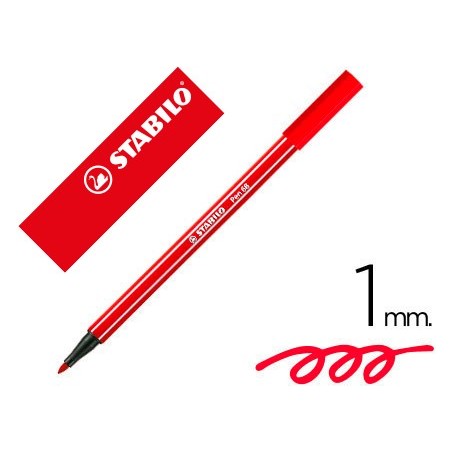 MARCADOR STABILO AGUARELAVEL PEN 68 VERMELHO CARMIN 1 MM