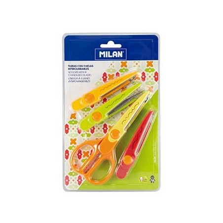 Tesoura Zig Zag c/ 4 Laminas Milan Blister - 1un