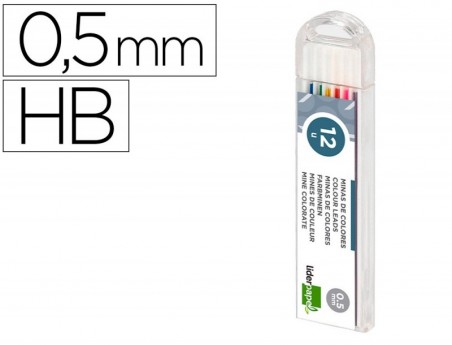 MINAS LIDERPAPEL CORES SORTIDAS DE 0,5MM TUBO DE 12 MINAS