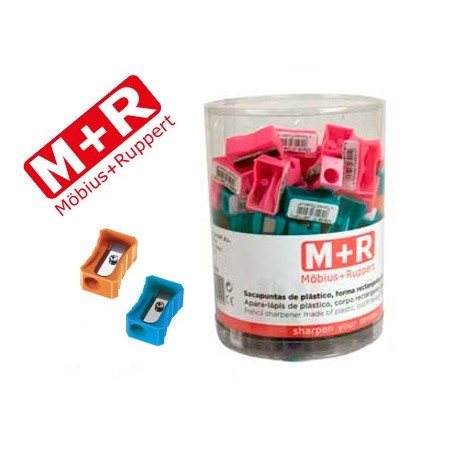 APARA LAPIS M+R 304 DE PLASTICO RETANGULAR DE UM USO CORES S