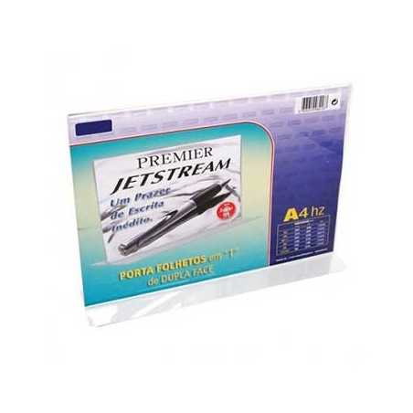 Expositor Porta Precos Acrilico 2 Faces A4 em T Horizontal /