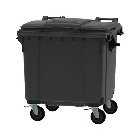 Contentor 1100L Polietileno DIN 4 Rodas c/Tampa Cinza