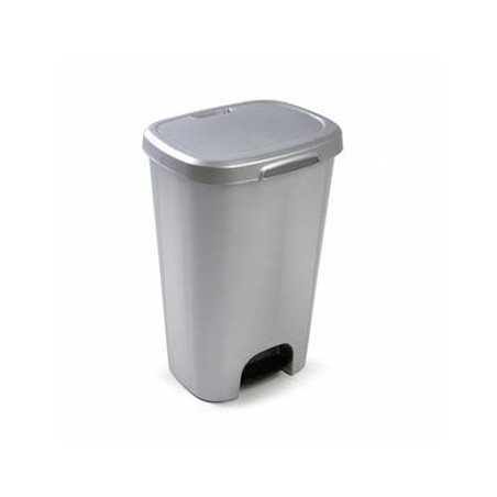 Contentor Plastico c/Pedal 50 Litros Prata un