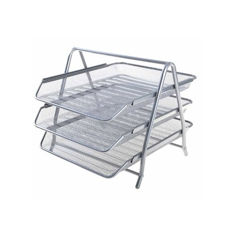 Tabuleiro Metalico Tipo Rede Prata com 3 Gavetas