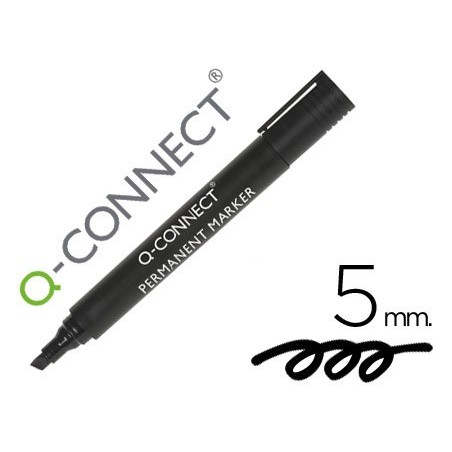 MARCADOR Q-CONNECT PERMANENTE PRETO PONTA BISELADA 5.0 MM