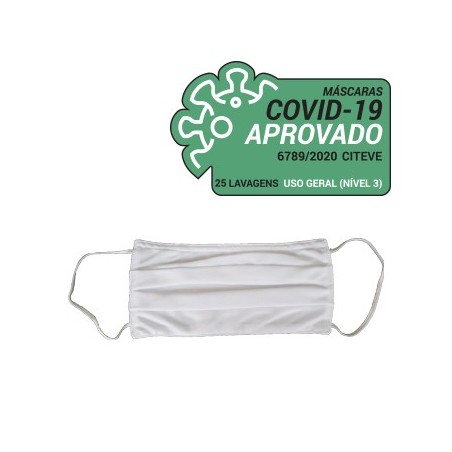 Máscara Reutilizável 25 Lavagens Adulto Branco 3un
