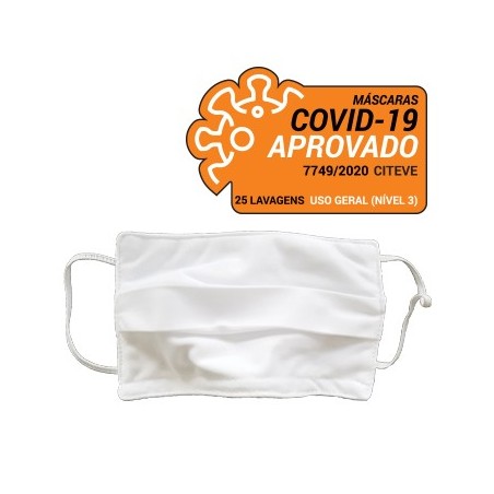 Máscara Reutilizável Criança 25 Lavagens Branco 3un