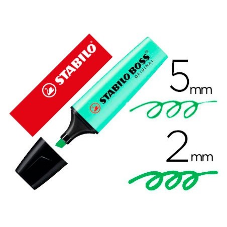 MARCADOR STABILO BOSS PASTEL FLUORESCENTE 70 MENTA