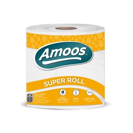 2un Rolo Toalhas Mão 070mx22cm 2Fls Amoos Super Roll 1un