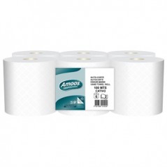 Rolo Toalhas Mão Auto-Corte 100mx20,5cm 2Fls Amoos 6un