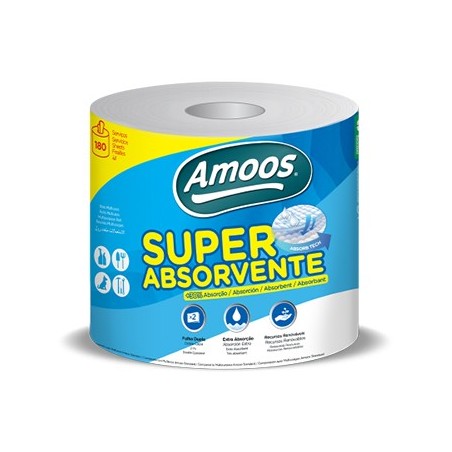 2un Rolo Toalhas Mão 045mx20,7cm 2Fls Amoos Super Absorvente