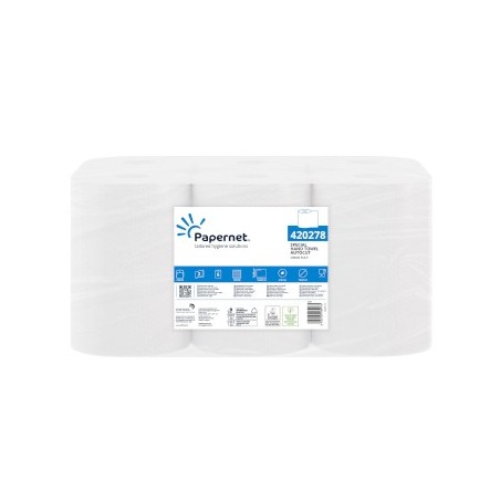 Rolo Toalhas Mão 145mx19,2cm 2Fls PAPERNET Auto-Corte 6un
