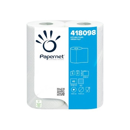 4un Rolo Toalhas Mão 010,2mx22,4cm 2Fls PAPERNET Picotado 2u