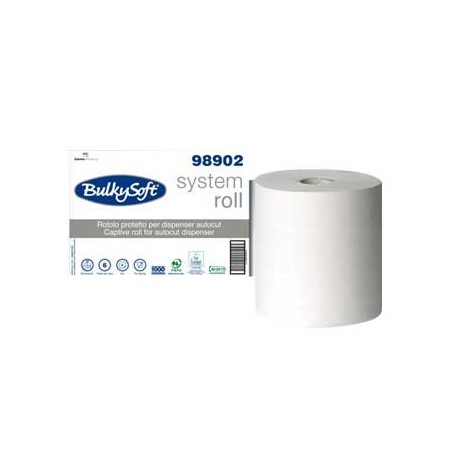 Rolo Toalhas Maos BulkySoft Fl Dupla Branco 21cm(250mts)-6u