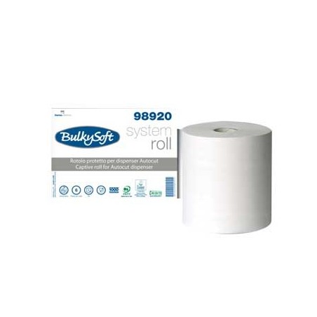 Rolo Toalhas Maos BulkySoft Fl Dupla Branco 21cm(150mts)-6un